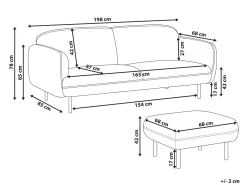Sofa 3 personers TONSBERG Lys Beige med fodskammel