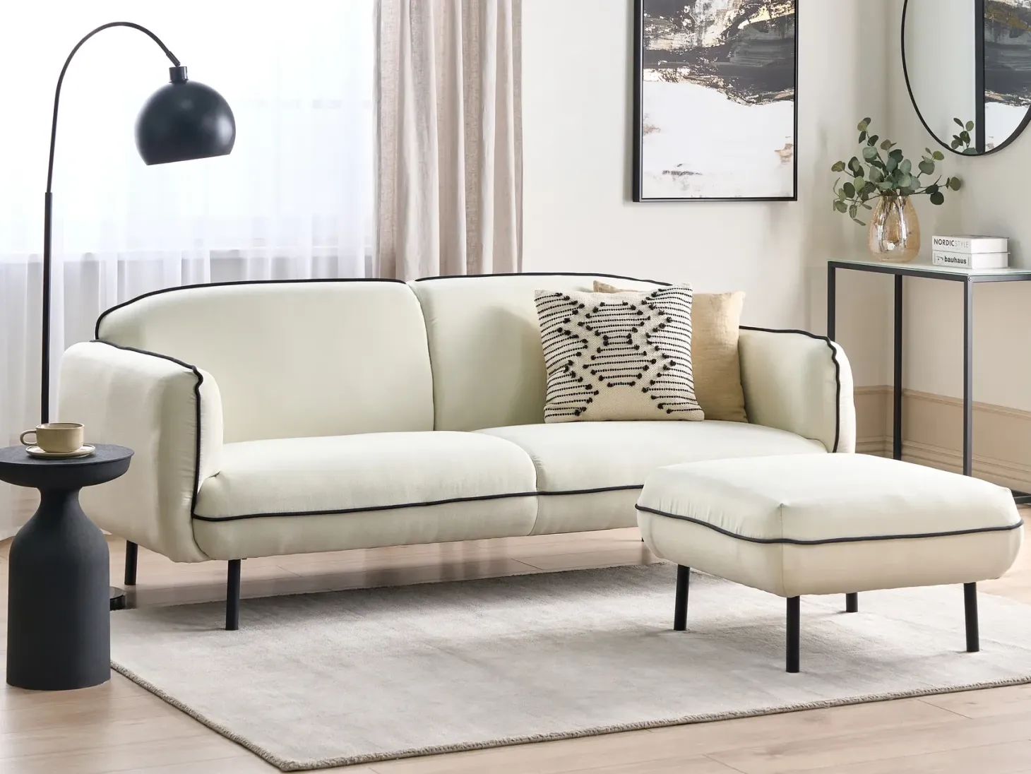 Sofa 3 personers TONSBERG Lys Beige med fodskammel