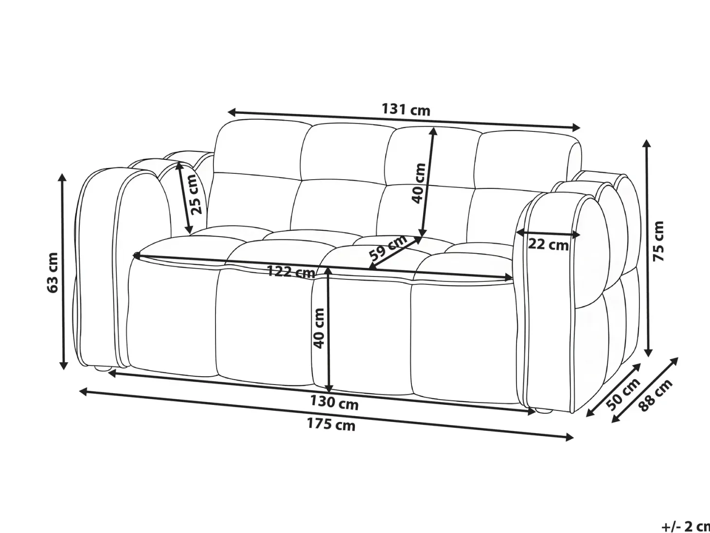 Sofa 2 personers UTANA Boucle Beige