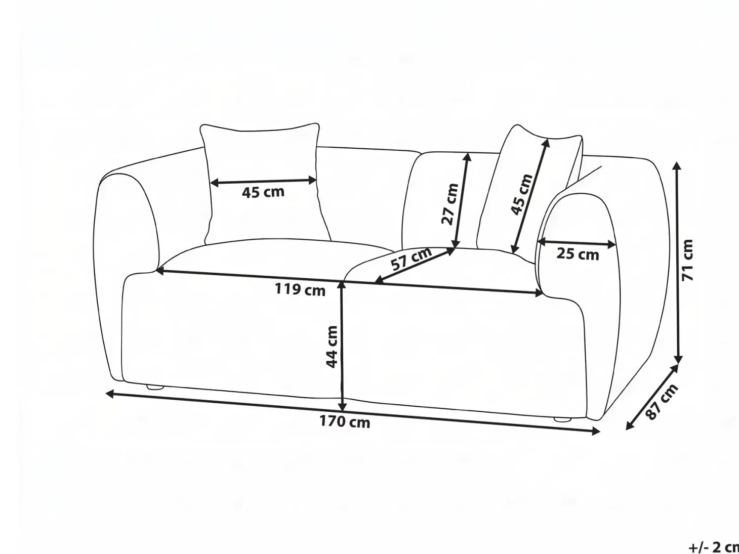 Sofa 2 personers VALBY Boucle Beige
