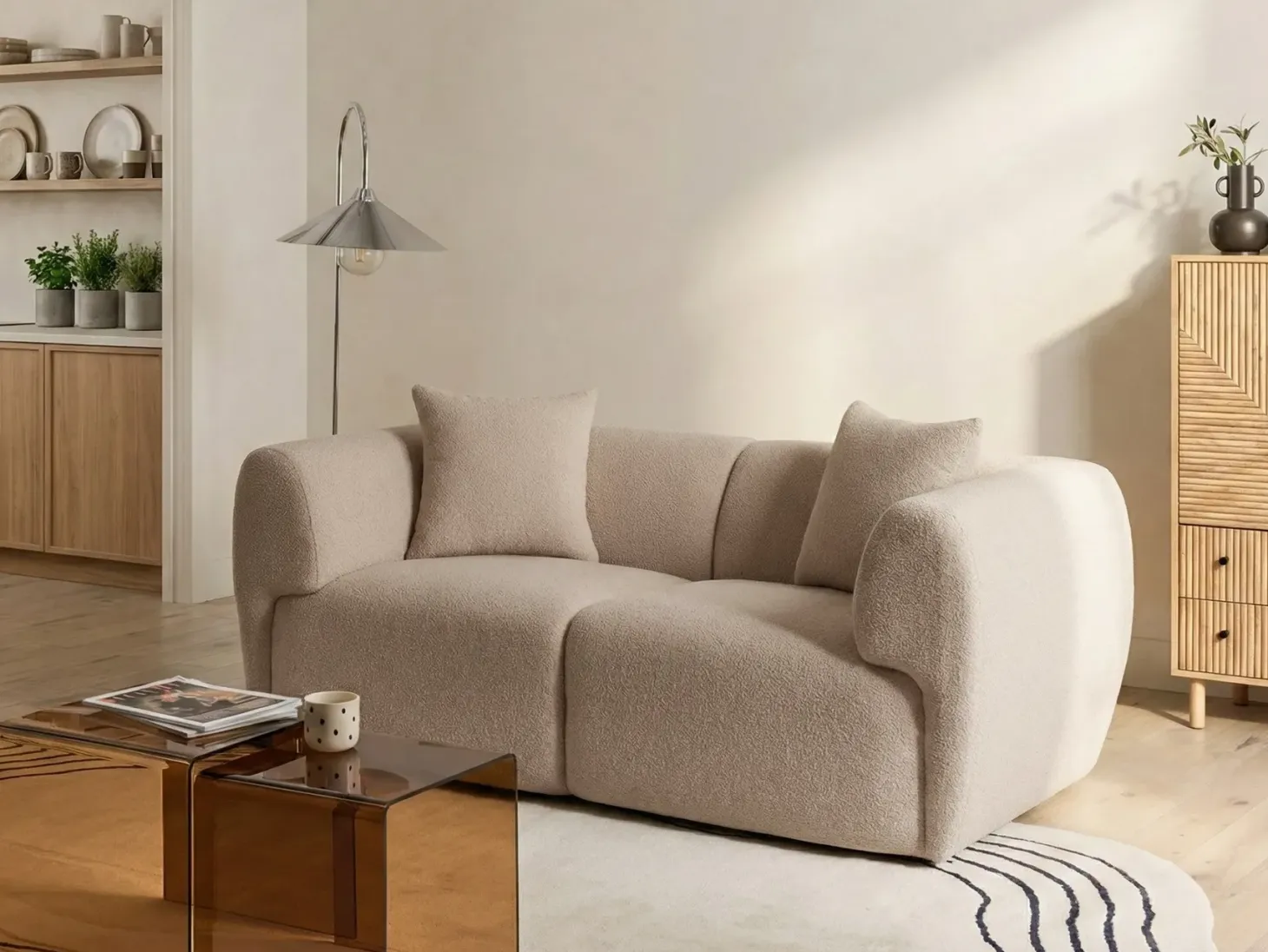 Sofa 2 personers VALBY Boucle Beige