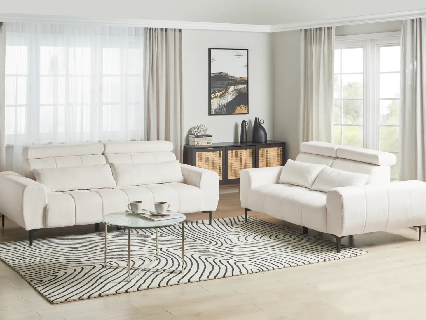 Sofa 2 personers VEGAMO Boucle Hvid