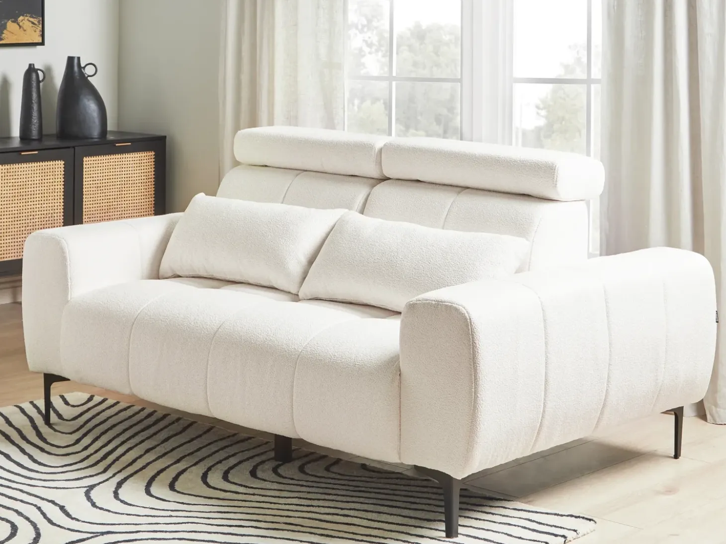 Sofa 2 personers VEGAMO Boucle Hvid