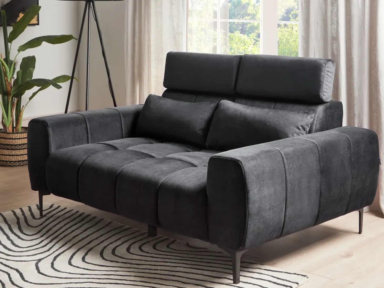 Sofa 2 personers VEGAMO Velour Sort