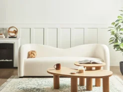 Sofa 3 personers VELTADA Velour Cremehvid