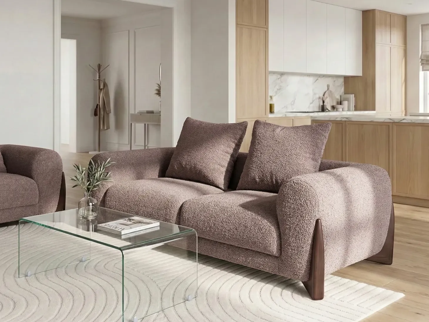 Sofa 2 personers VINLIDEN Boucle Brun