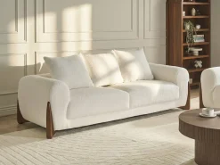 Sofa 3 personers VINLIDEN Boucle Hvid