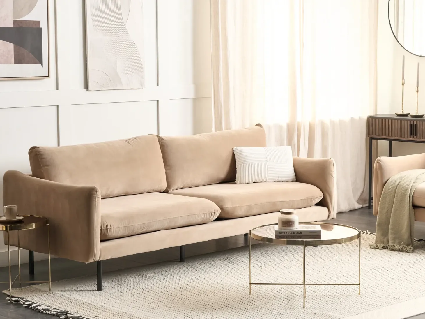 Sofa 3 personers VINTERBRO Velour Beige