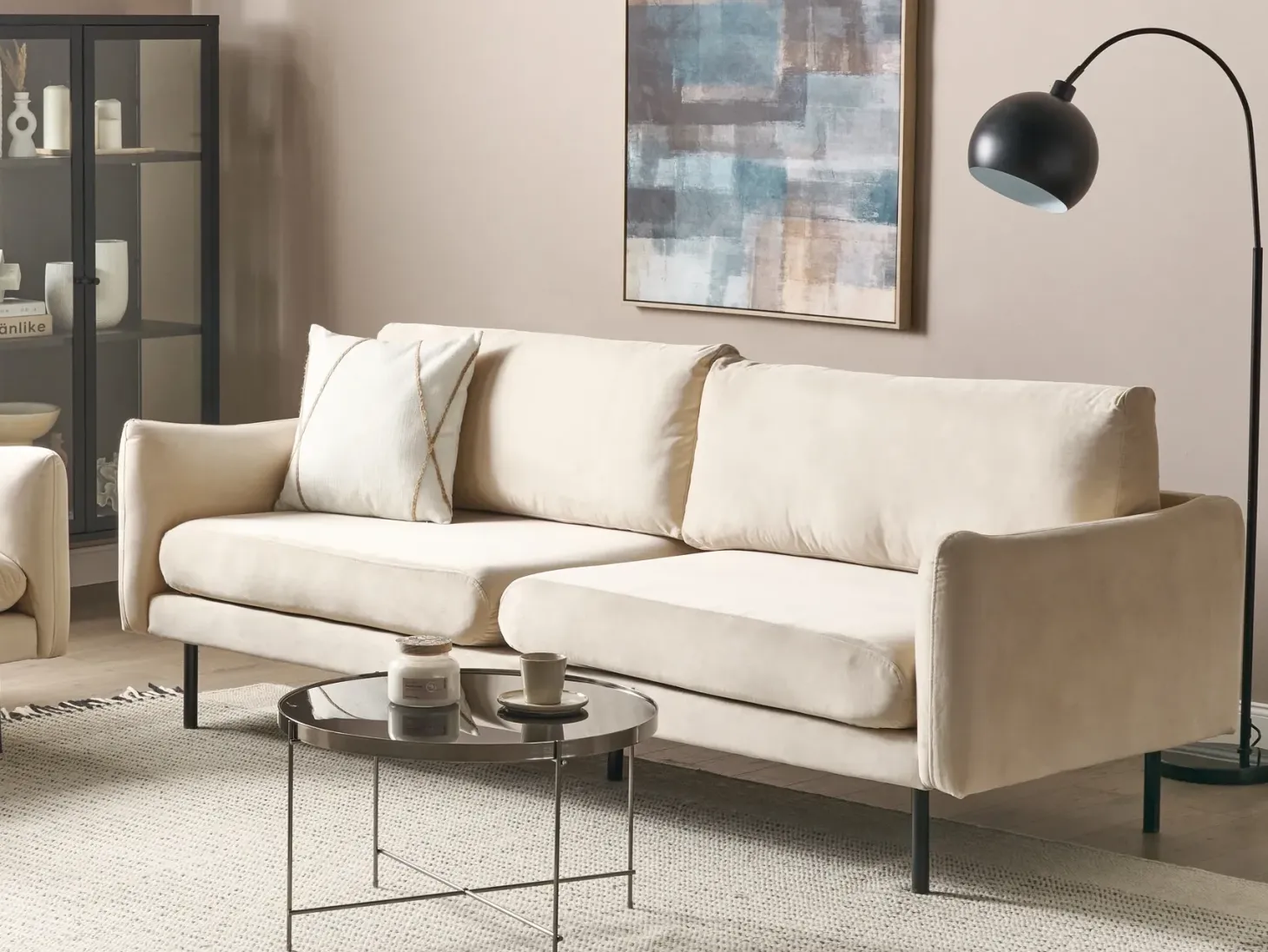 Sofa 3 personers VINTERBRO Velour Lys Beige