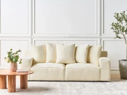 Sofa 3 personers VISKAN Fløjl Lys Beige