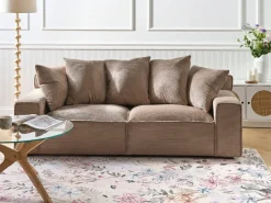Sofa 3 personers VISKAN Fløjl Sand Beige