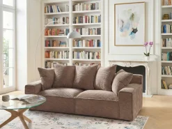 Sofa 3 personers VISKAN Fløjl Sand Beige