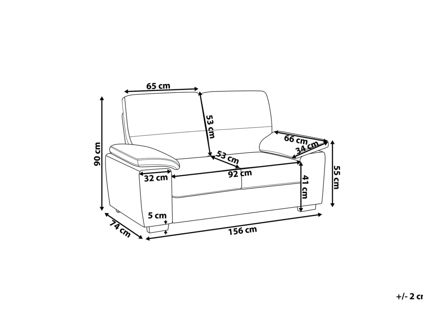 Sofa 2 personers VOGAR Lys Beige