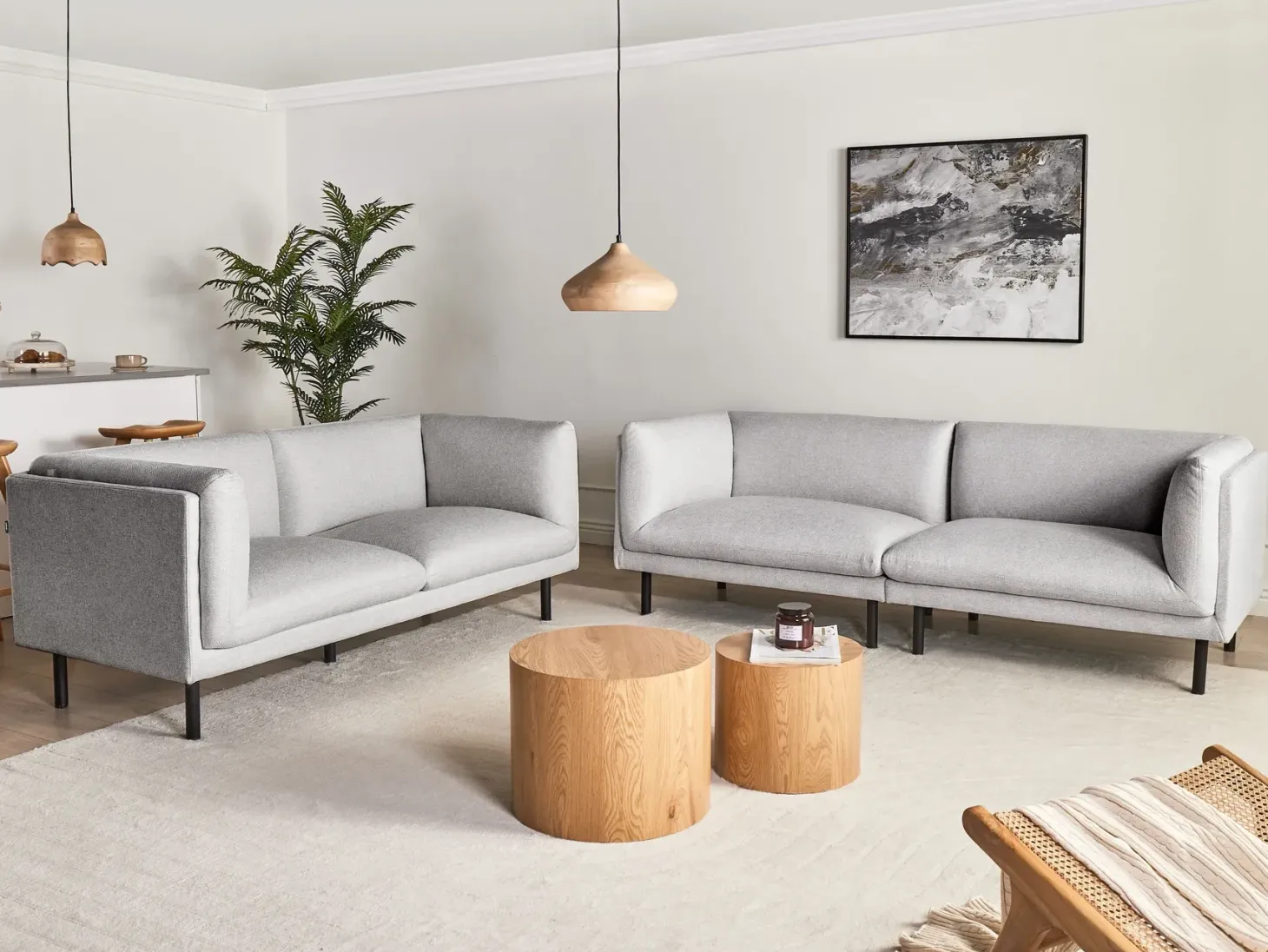 Sofa 3 personers VORGOD Lysegrå