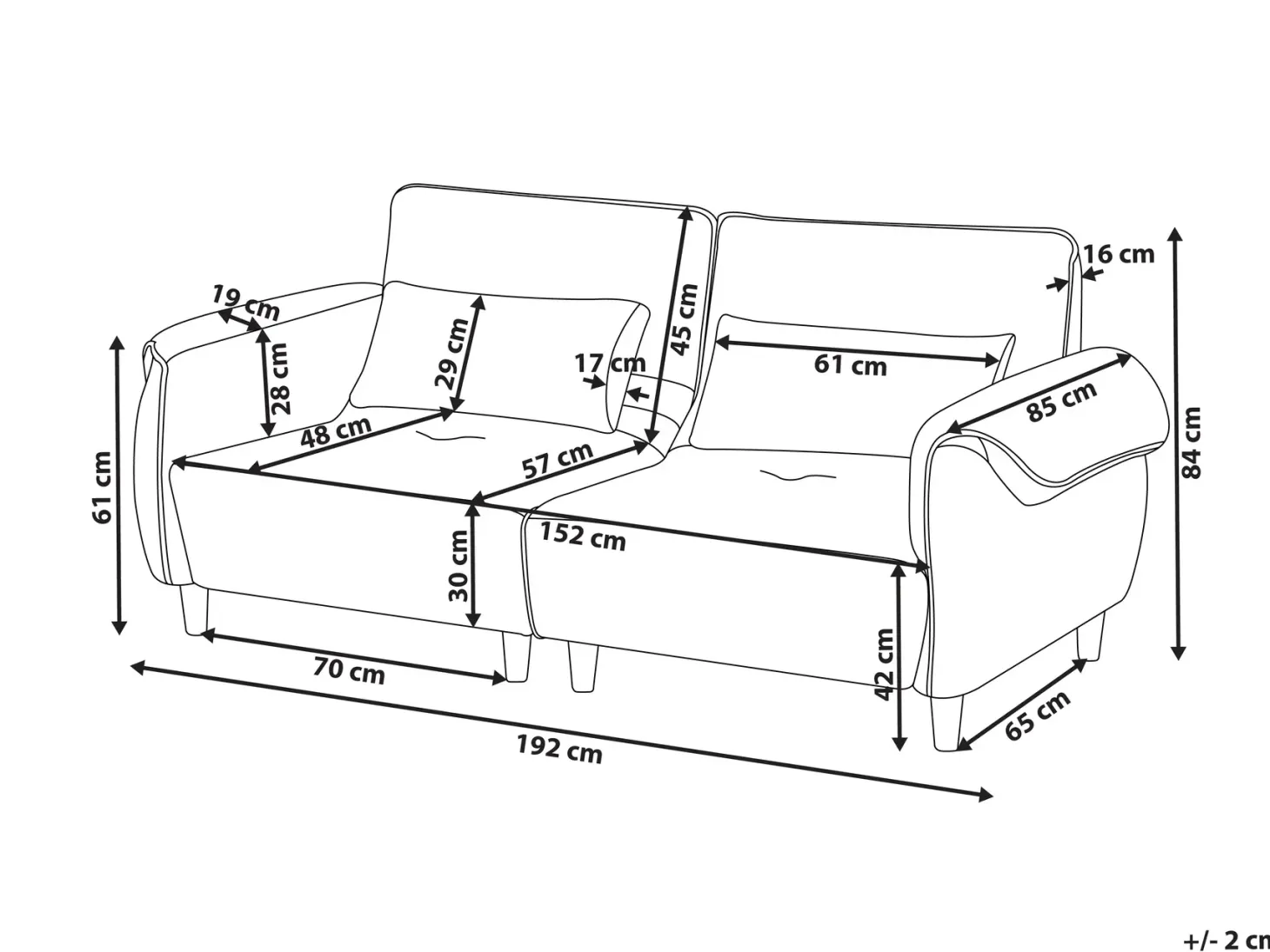 Sofa 3 personers WETLAN Cremehvid