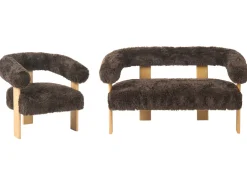 Sofasæt ILBRO Kunstig pels Mørkebrun/ Lysebrun