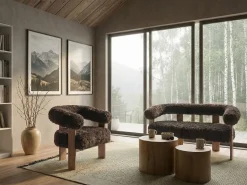 Sofasæt ILBRO Kunstig pels Mørkebrun/ Lysebrun
