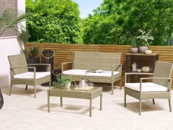 Sofasæt med bord MARSALA PE-rattan Lysebrun