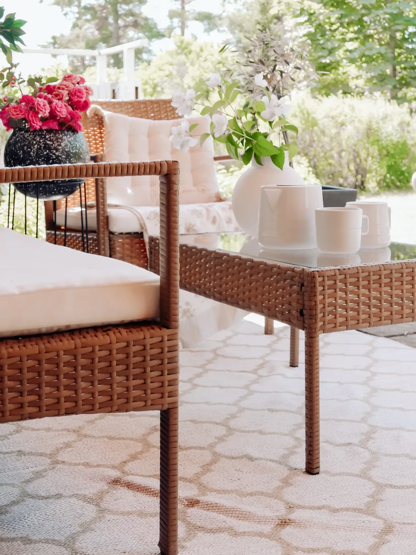 Sofasæt med bord MARSALA PE-rattan Lysebrun