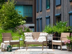 Sofasæt med bord MARSALA PE-rattan Lysebrun