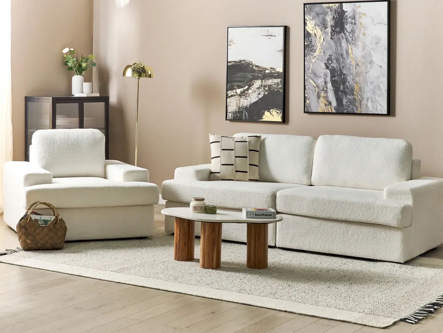 Sofasæt 4 personers ALLA Boucle Cremehvid