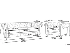 Sofasæt 4 personers CHESTERFIELD Velour Guld