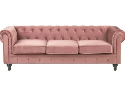 Sofasæt 4 personers CHESTERFIELD Velour Lyserød
