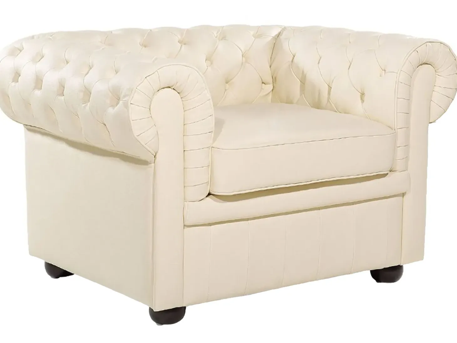 Sofasæt 4 personers CHESTERFIELD Ægte læder Lys Beige