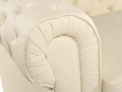 Sofasæt 4 personers CHESTERFIELD Ægte læder Lys Beige