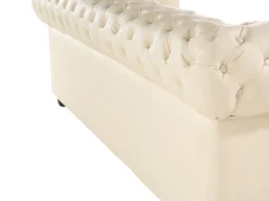 Sofasæt 4 personers CHESTERFIELD Ægte læder Lys Beige