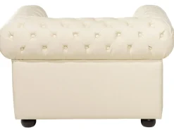 Sofasæt 4 personers CHESTERFIELD Ægte læder Lys Beige