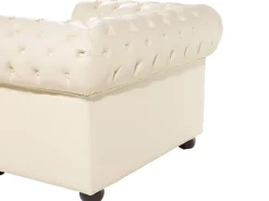 Sofasæt 4 personers CHESTERFIELD Ægte læder Lys Beige