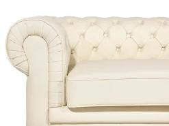 Sofasæt 4 personers CHESTERFIELD Ægte læder Lys Beige