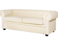 Sofasæt 4 personers CHESTERFIELD Ægte læder Lys Beige