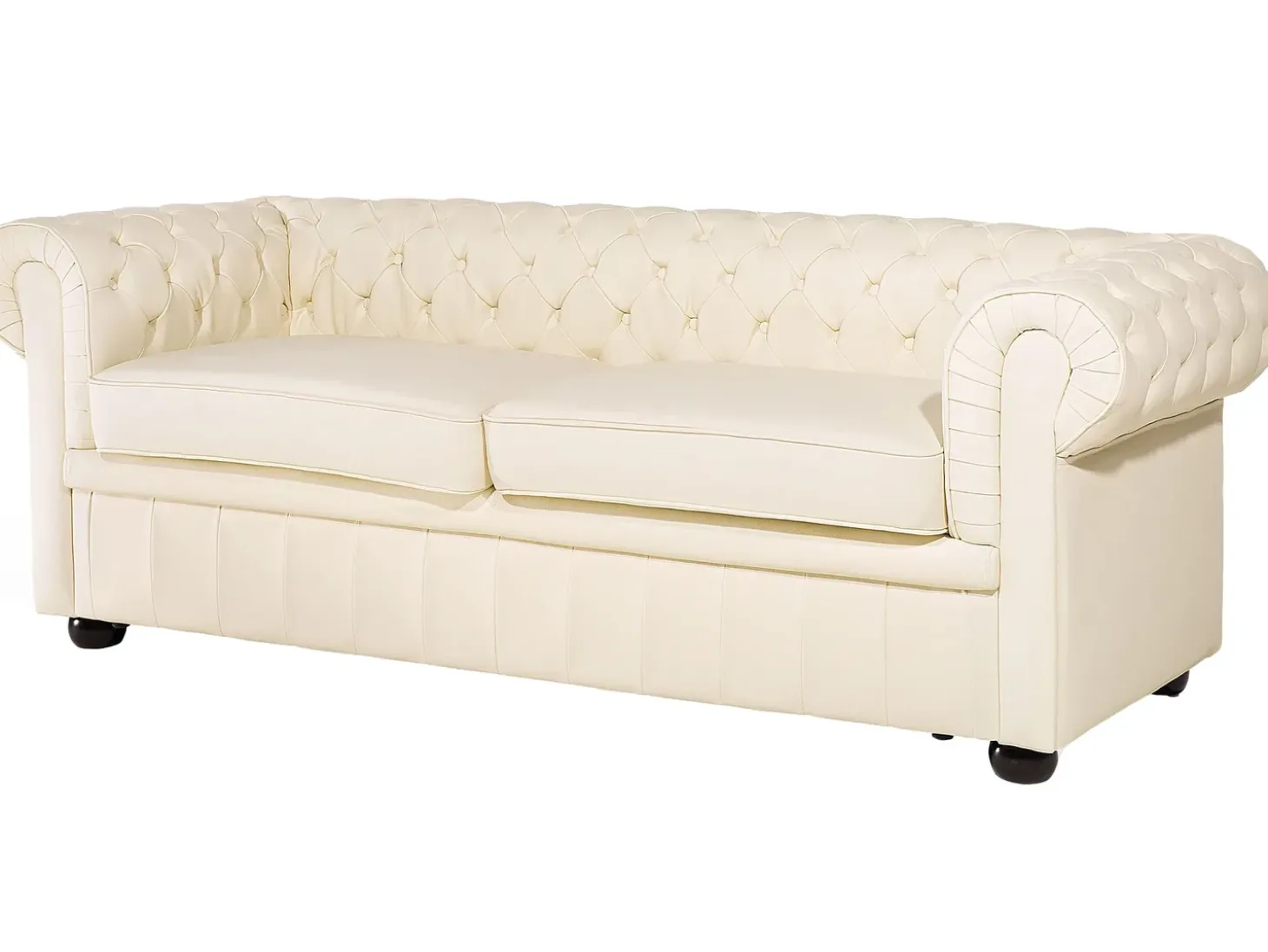 Sofasæt 4 personers CHESTERFIELD Ægte læder Lys Beige