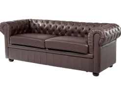 Sofasæt 4 personers CHESTERFIELD Ægte læder Brun