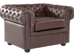 Sofasæt 4 personers CHESTERFIELD Ægte læder Brun