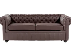 Sofasæt 4 personers CHESTERFIELD Ægte læder Brun