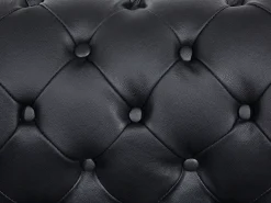 Sofasæt 4 personers CHESTERFIELD Ægte læder Sort