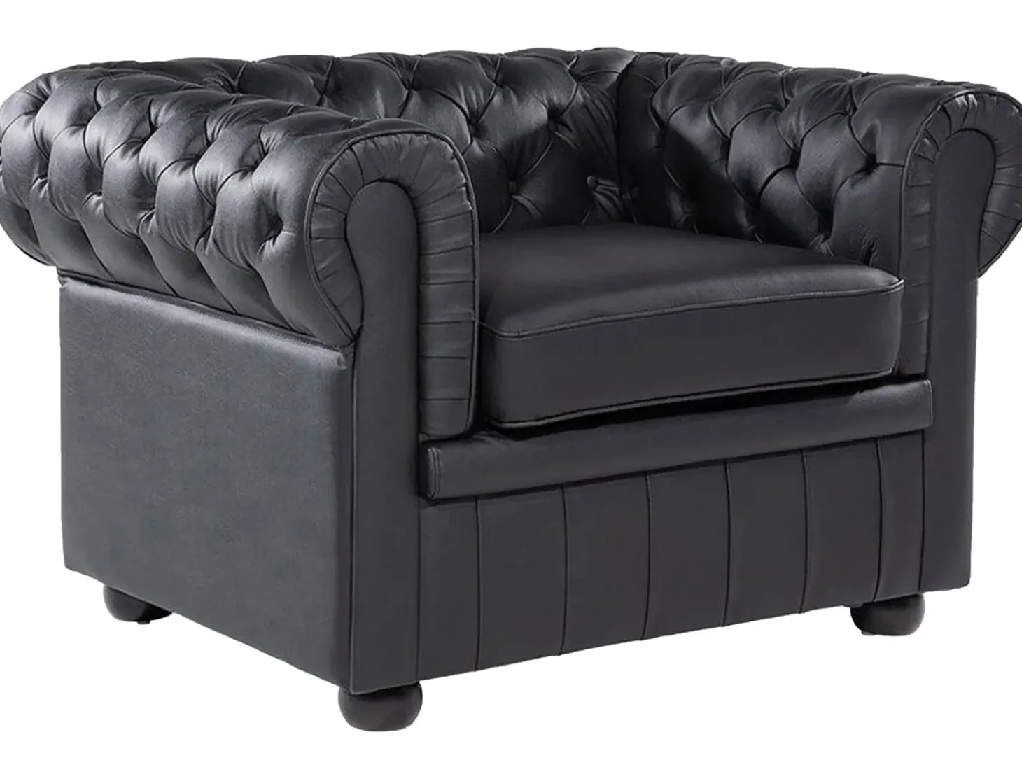 Sofasæt 4 personers CHESTERFIELD Ægte læder Sort