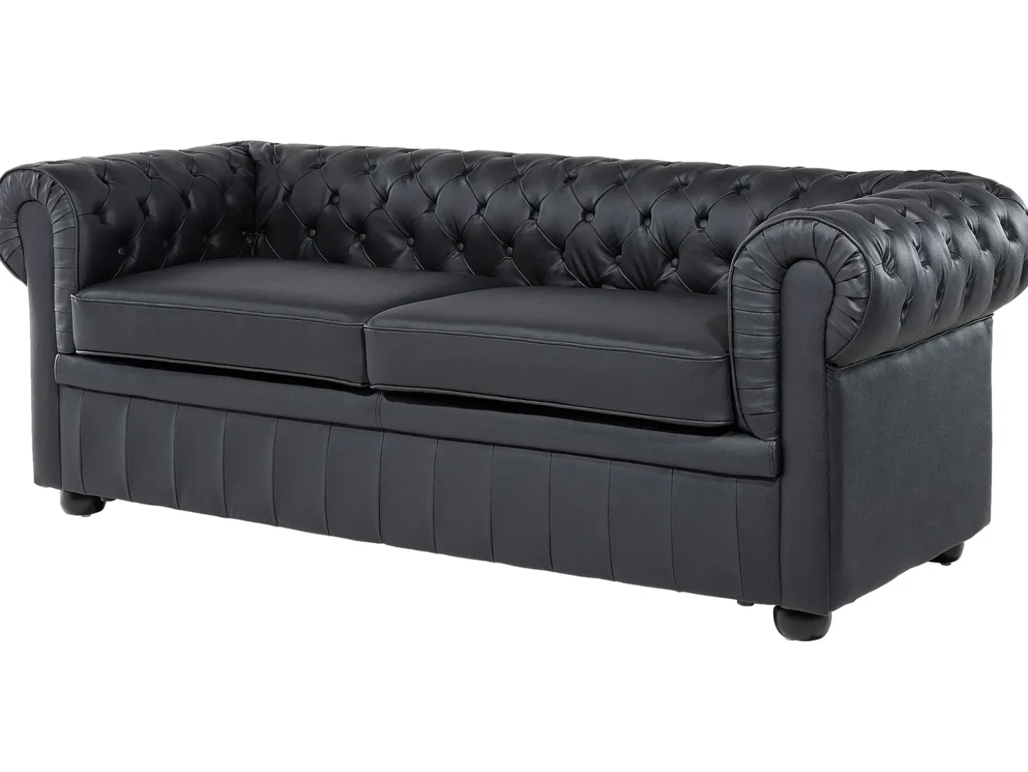 Sofasæt 4 personers CHESTERFIELD Ægte læder Sort