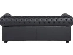 Sofasæt 4 personers CHESTERFIELD Ægte læder Sort