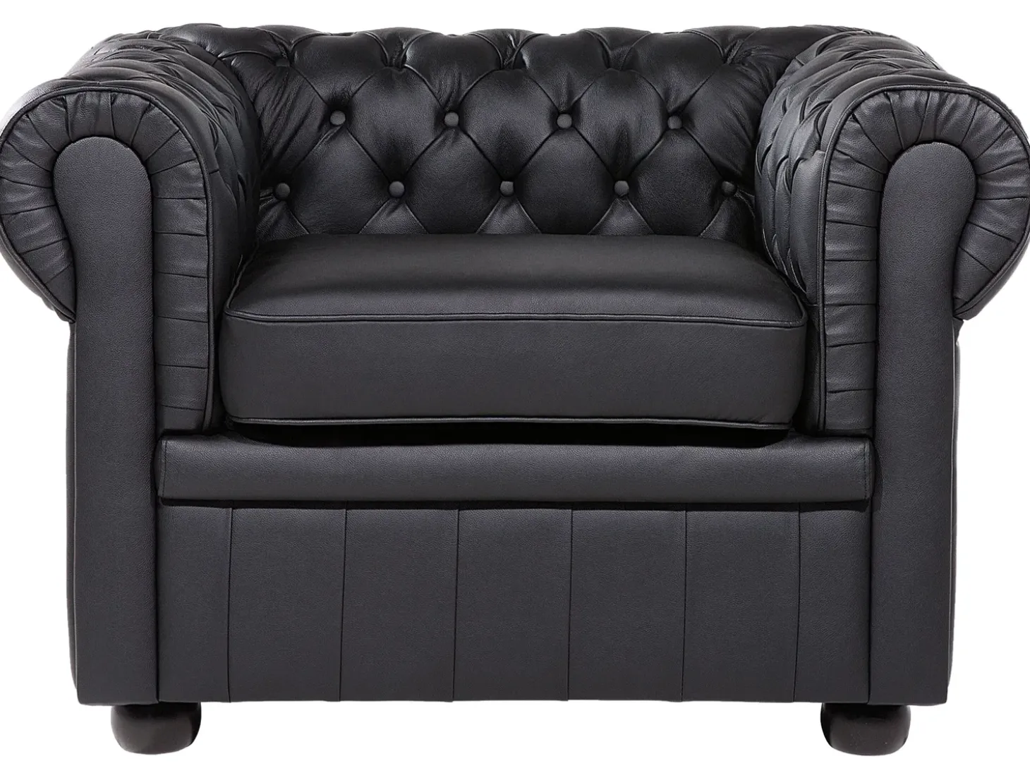 Sofasæt 4 personers CHESTERFIELD Ægte læder Sort
