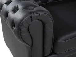 Sofasæt 4 personers CHESTERFIELD Ægte læder Sort