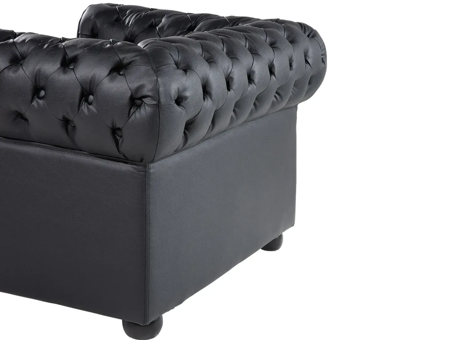 Sofasæt 4 personers CHESTERFIELD Ægte læder Sort