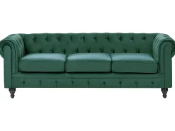 Sofasæt 4 personers CHESTERFIELD Velour Smaragdgrøn