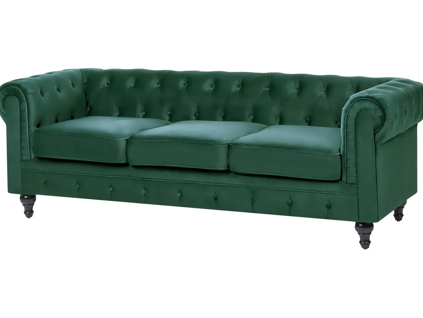 Sofasæt 4 personers CHESTERFIELD Velour Smaragdgrøn