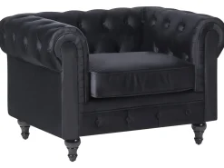 Sofasæt 4 personers CHESTERFIELD Velour Sort