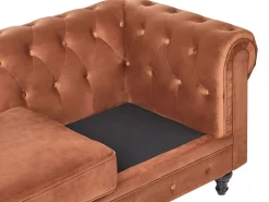 Sofasæt 4 personers CHESTERFIELD Velour Guldbrun