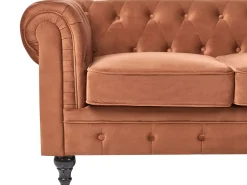 Sofasæt 4 personers CHESTERFIELD Velour Guldbrun